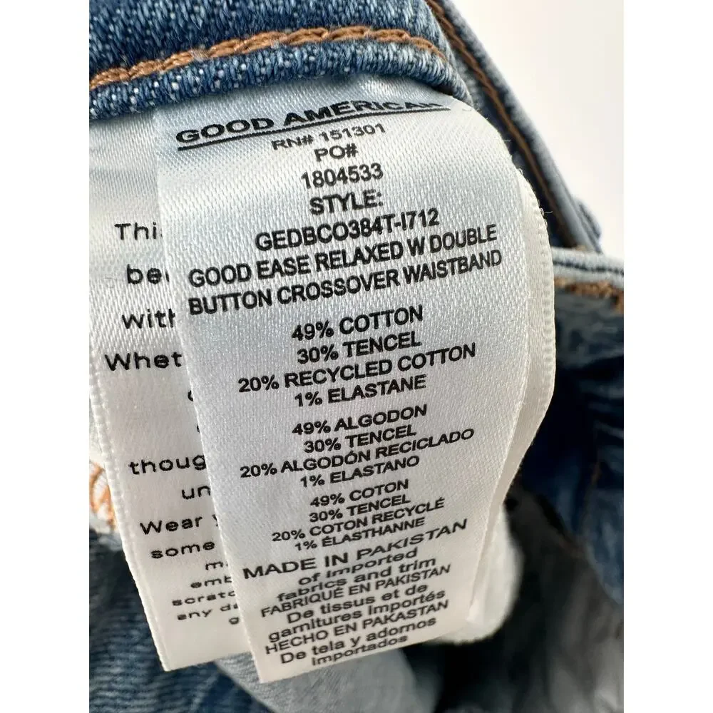 Good American Good Ease Relaxed Jean Crossover Waistband Size 10 - Picture 9 of 9
